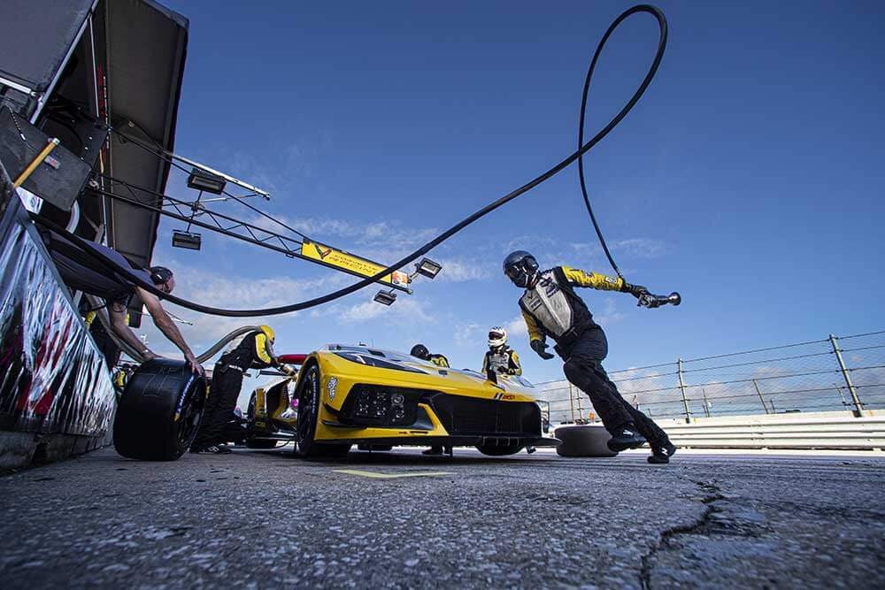 Corvette C8R Pratt Miller Engineering pit stop action