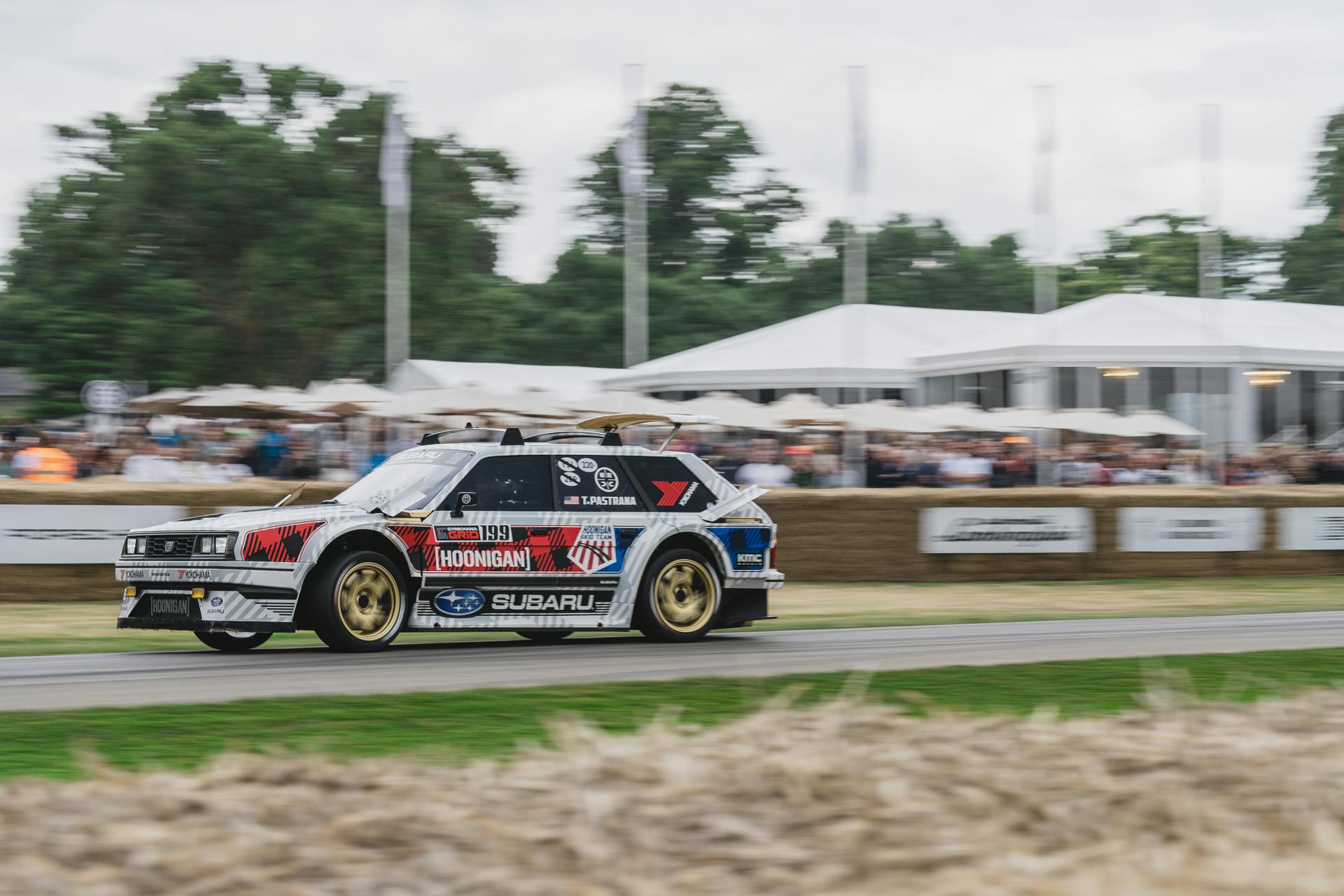 Goodwood Festival of Speed 2024 Subaru track action front three quarter hoonigan