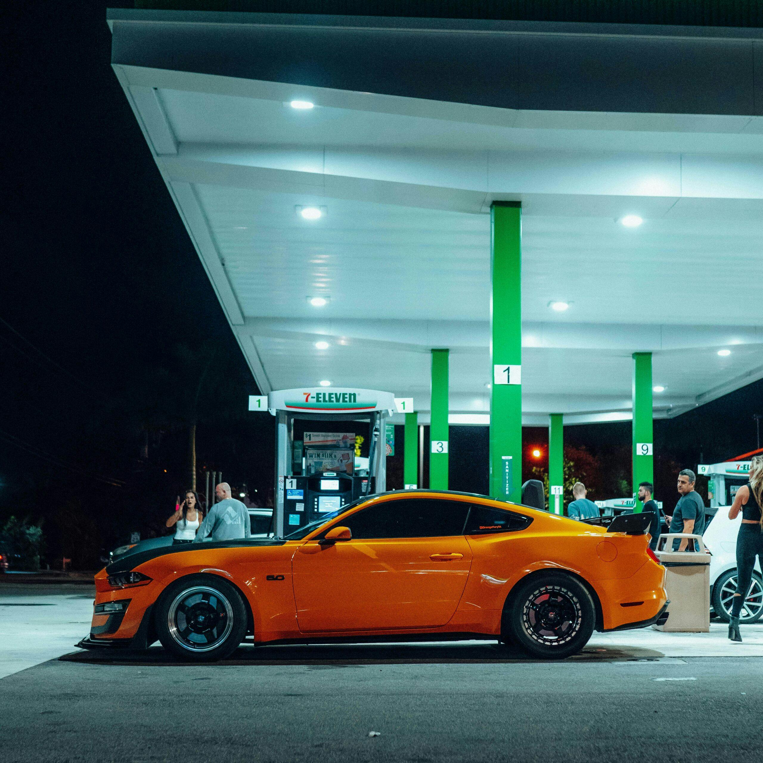 7-Eleven gas station pumps mustang