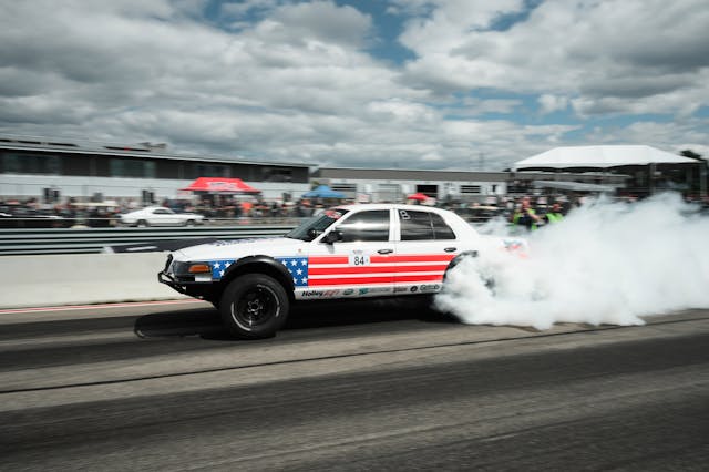 2024 Roadkill Nights drag racing event detroit michigan race track tire smoke