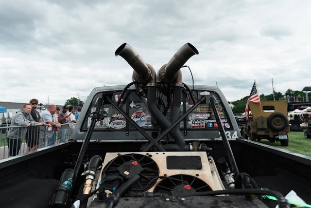 2024 Roadkill Nights drag racing event detroit michigan rear pipes