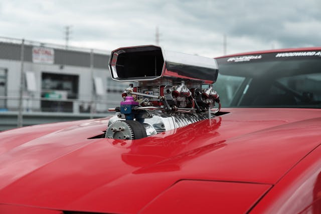 2024 Roadkill Nights drag racing event detroit michigan trans am engine blower