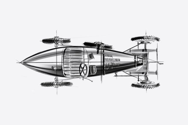 Bugatti Type 35 sketch overhead