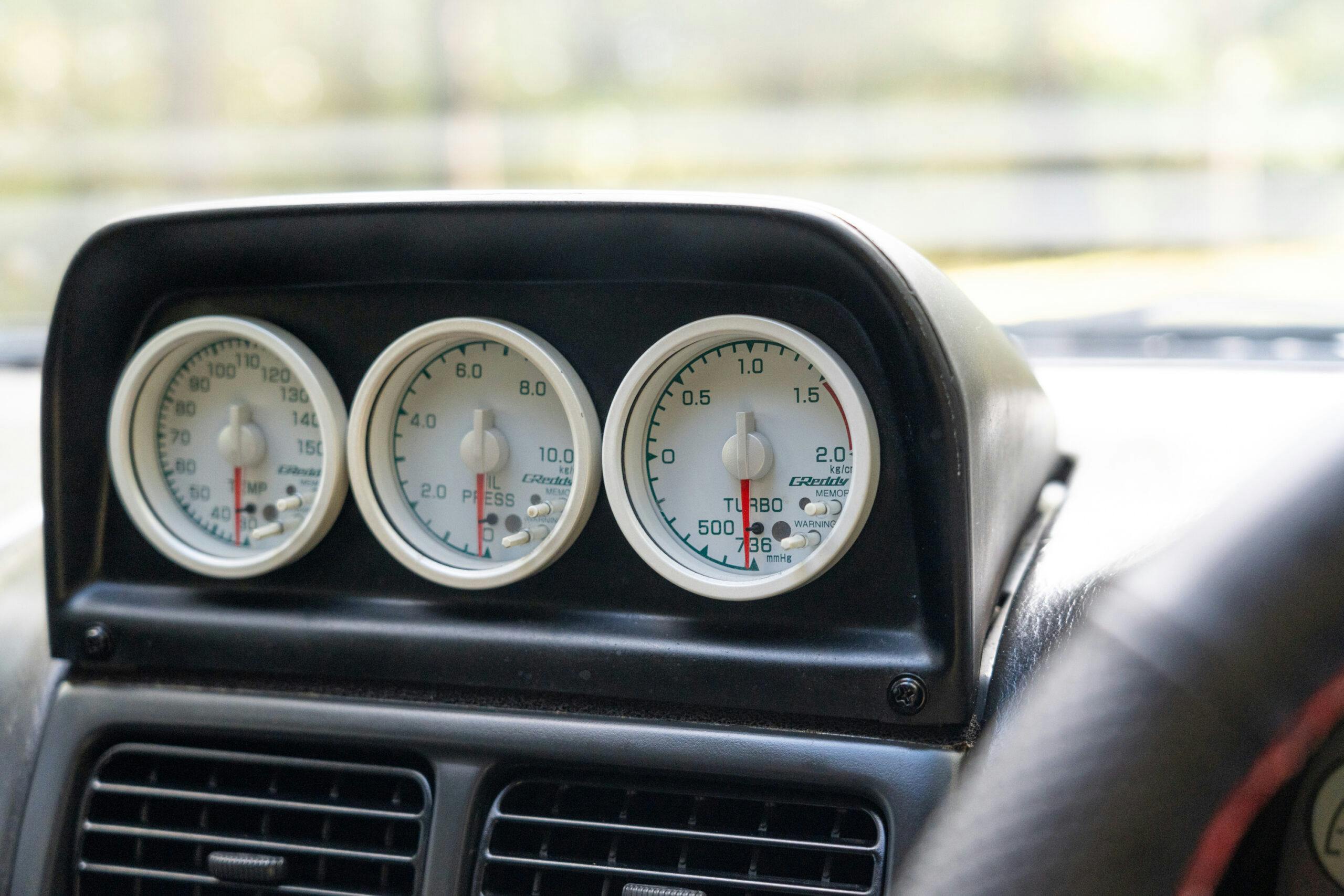 1998 Subaru WRX Type R Interior dash boost gauges