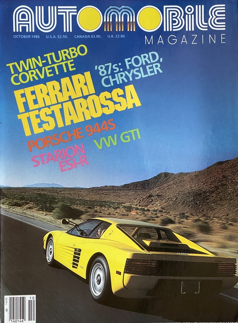 Automobile magazine cover Oct. 1986