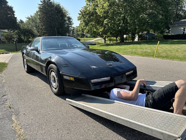 winching C4 corvette onto trailer