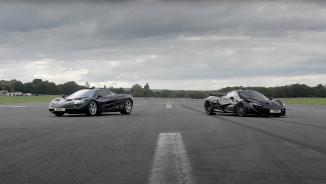 McLaren F1 and P1 parked