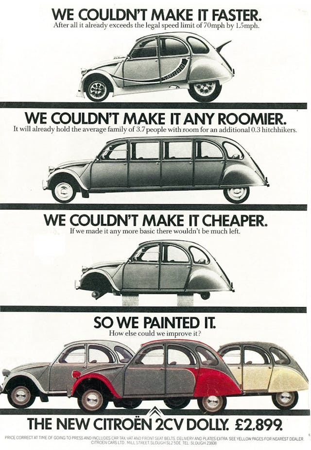 2CV citroen car ad funny vintage
