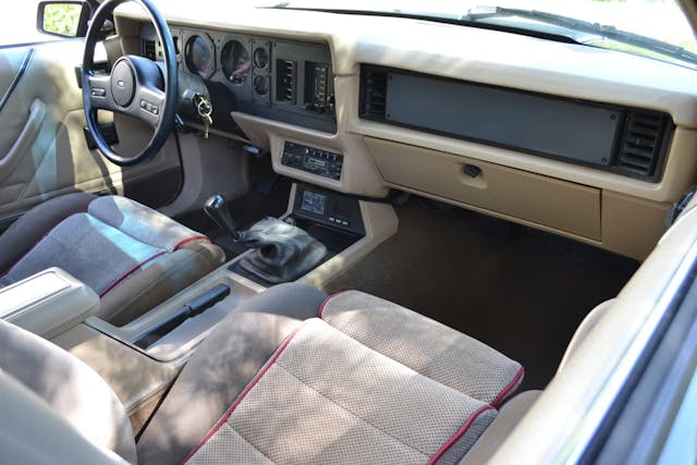 1986 Ford Mustang GT dark sage passenger interior