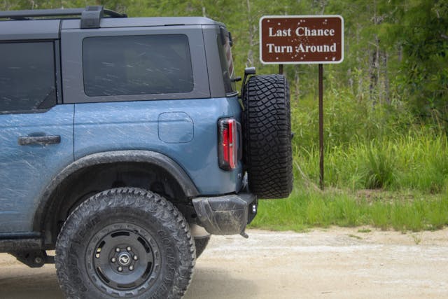 Ford Bronco Everglades Edition rear end side warning sign