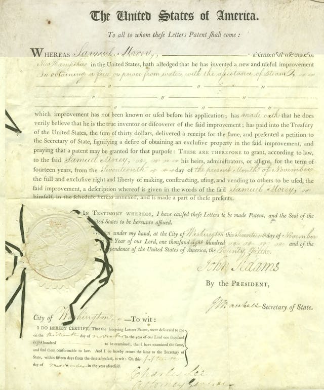 Samuel Morey patent paper