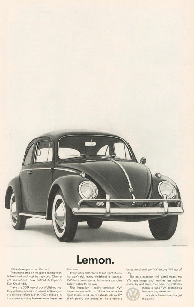 lemon vintage beetle ad 1960s vw