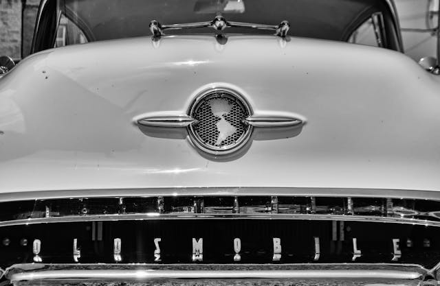 1955 Oldsmobile black white