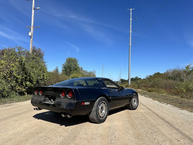 1985 Corvette dirt road rear 3/4