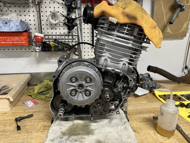 XR600R honda right case cover off