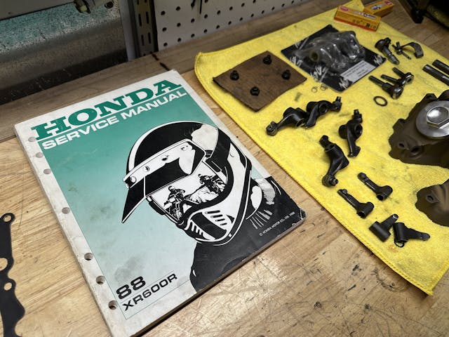 honda xr600r shop manual on bench