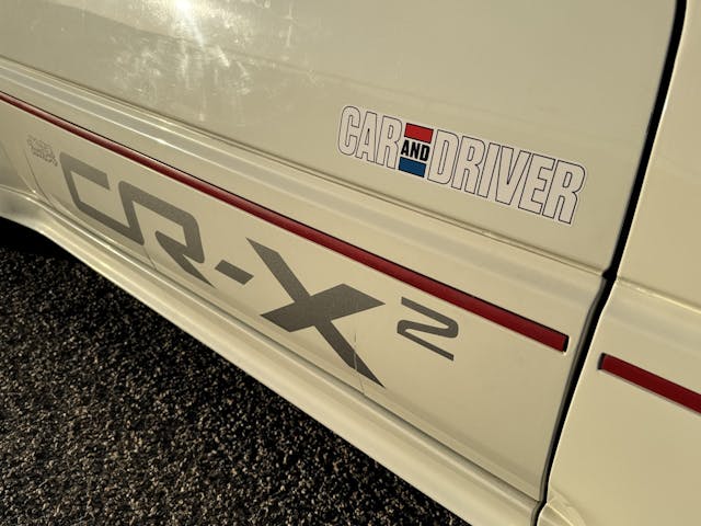 1984 Honda CRX twin-engine graphics close up