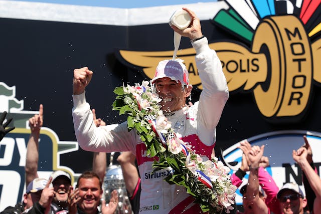 Helio Castroneves Indy Win Milk Bath Tradition