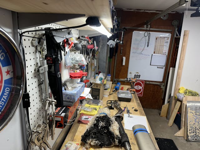 light mounted above workbench
