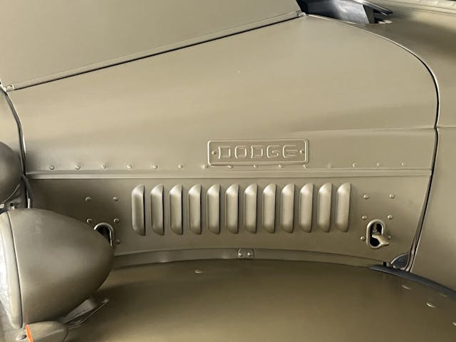 1941 Dodge Power Wagon WC12 exterior hood stamping detail