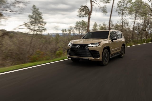 2025 Lexus LX 700h Overtrail exterior front three quarter driving
