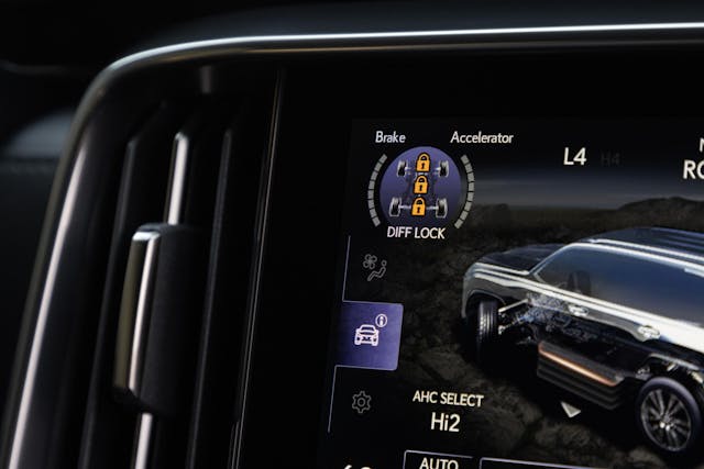 2025 Lexus LX 700h interior screen showing triple-locked setting