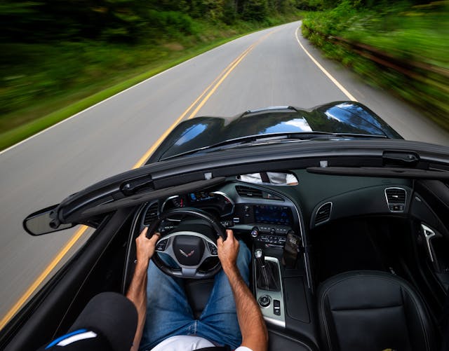 Cherohala Skyway 2025 Hagerty Road of the Year 2017 Chevrolet Corvette high angle overhead dynamic