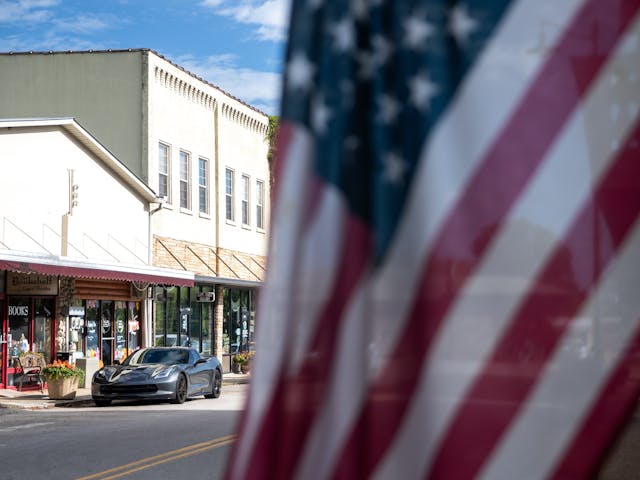 Cherohala Skyway 2025 Hagerty Road of the Year american flag town closeup