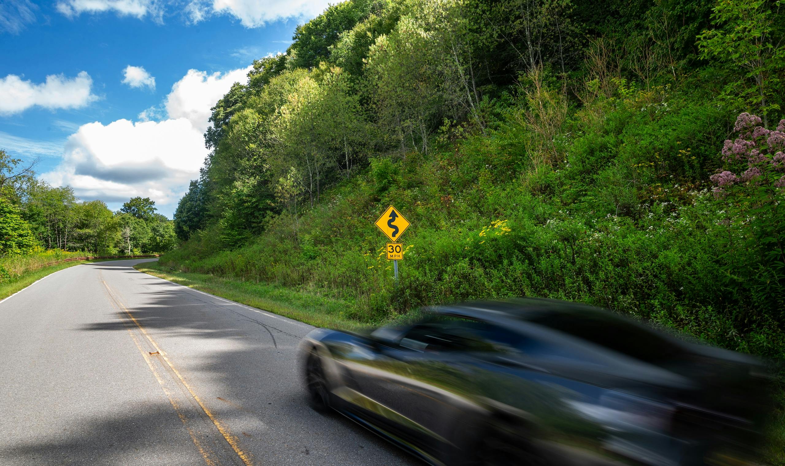Cherohala Skyway 2025 Hagerty Road of the Year 2017 Chevrolet Corvette pan blur capture