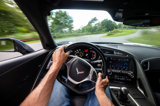 Cherohala Skyway 2025 Hagerty Road of the Year 2017 Chevrolet Corvette interior driver seat dynamic perspective