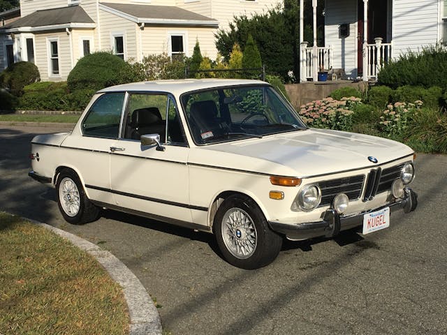 vintage white bmw front three quarter