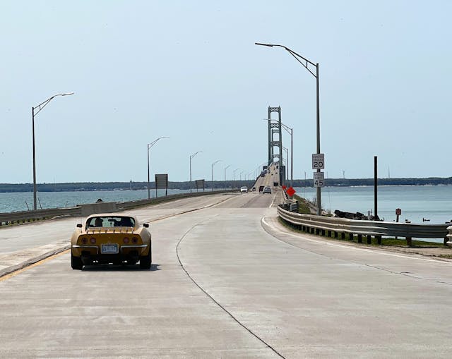 Don Webb 1973 Corvette mackinaw bridge crossing