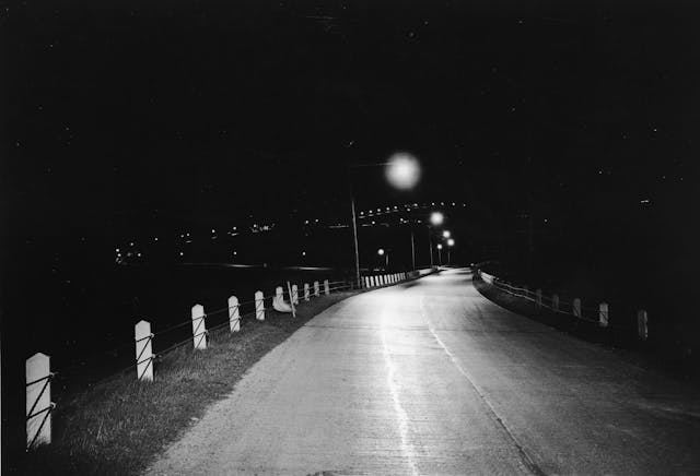 open stretch of american highway night time