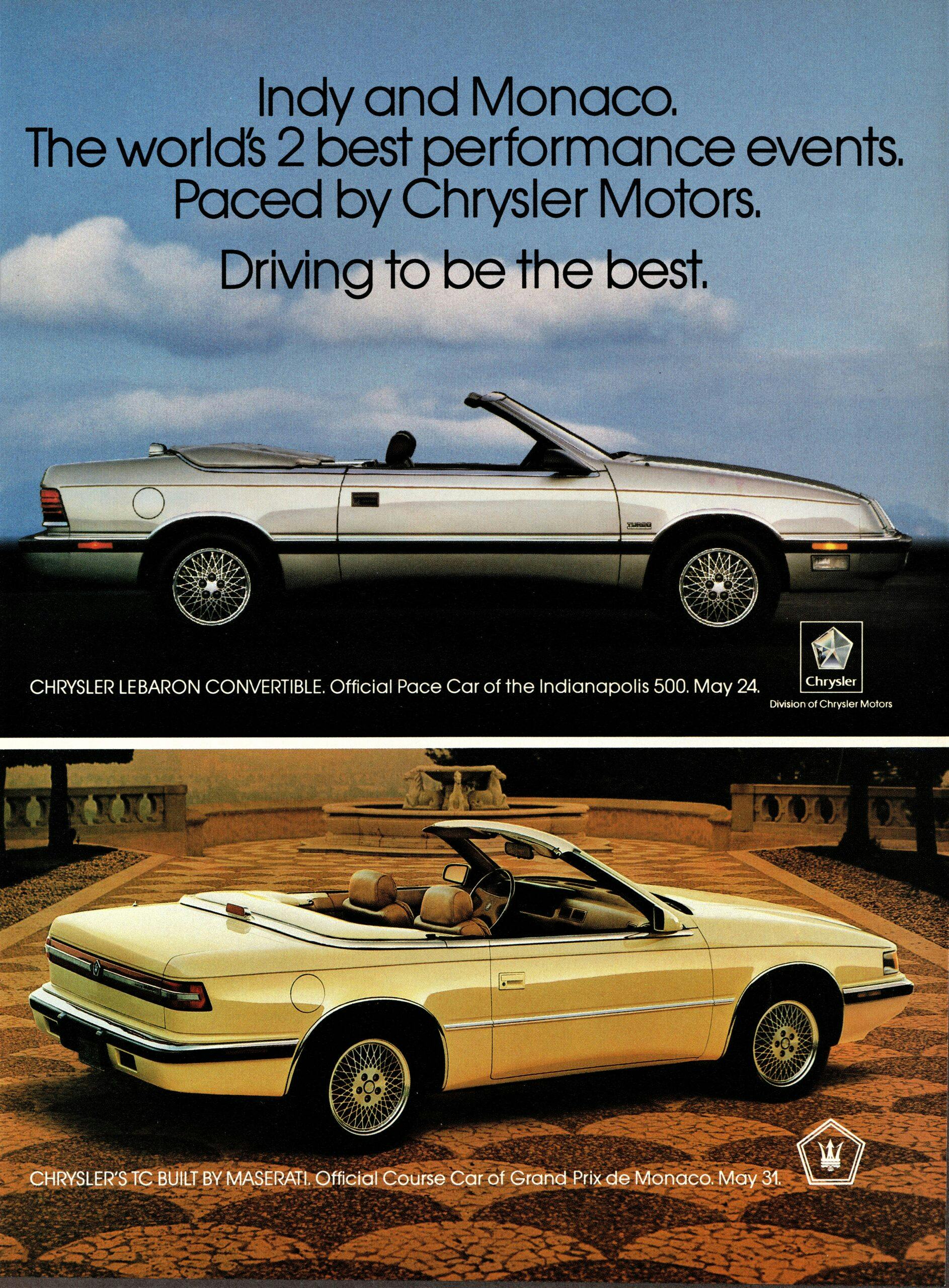 1988 Chrysler Sport Coupe TC ad