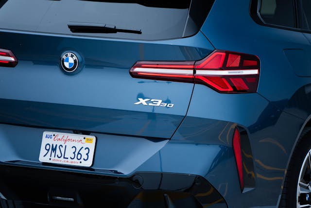 2025 BMW X3 30 xDrive exterior rear lighting and badge detail