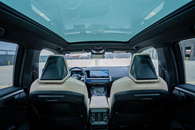 2025 BMW X3 30 xDrive interior cabin layout from rear