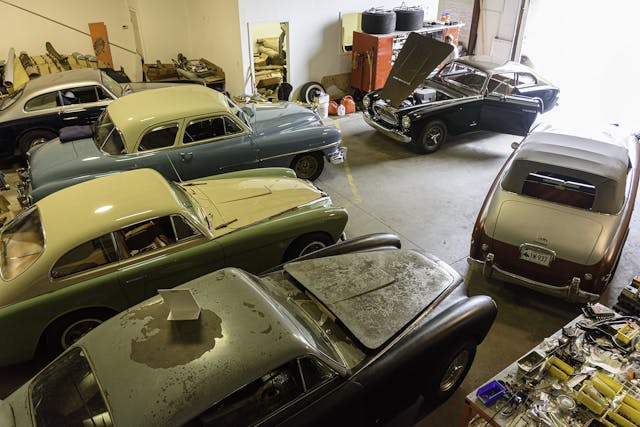 Cunningham C-3s in garage
