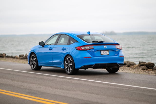 2025 Honda Civic Hatchback Sport Touring Hybrid rear three quarter