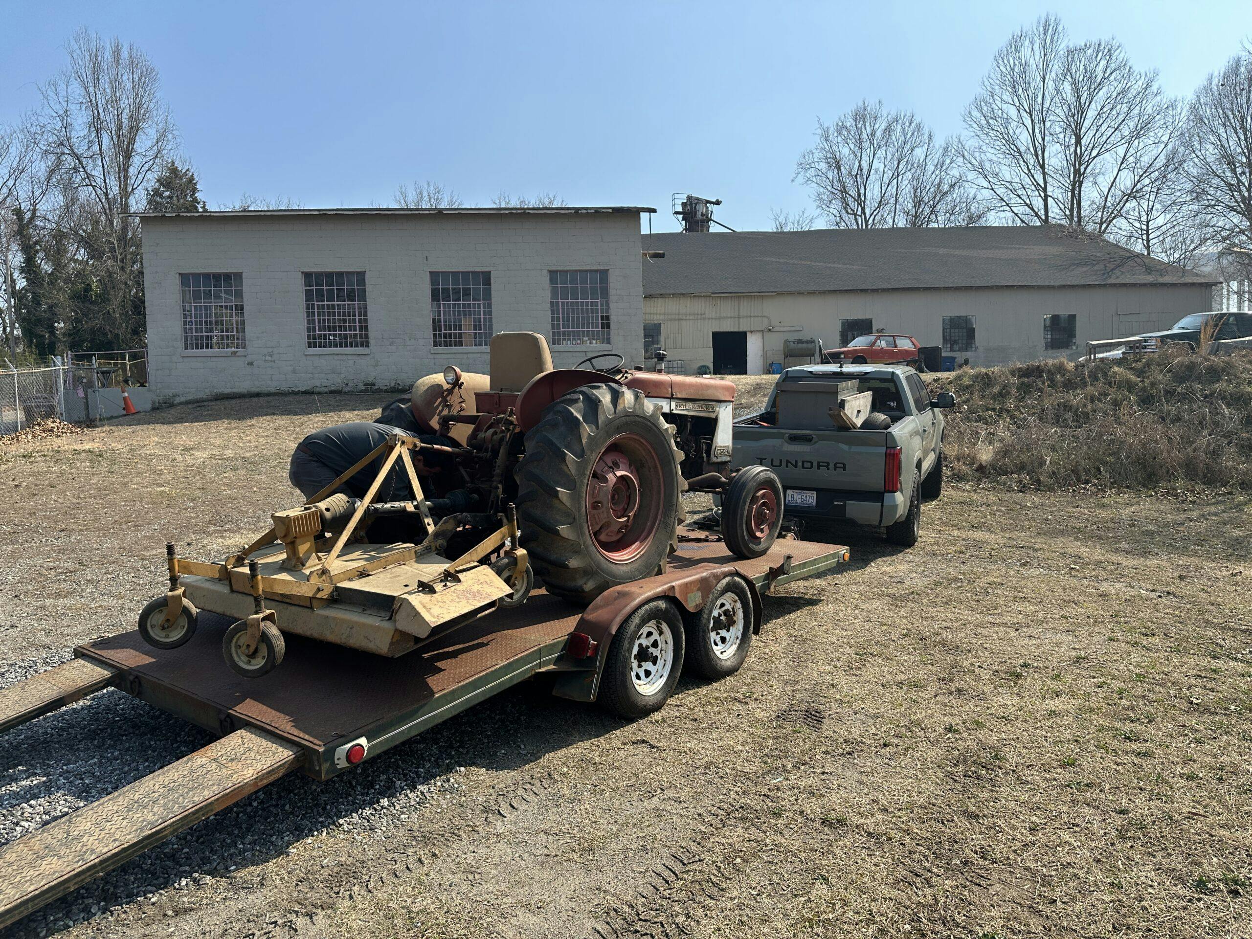 trailering a farm tractor