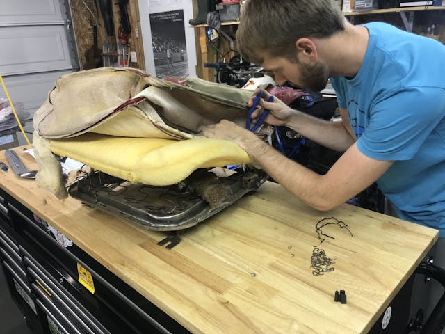 Kyle Smith recovering Corvair seat