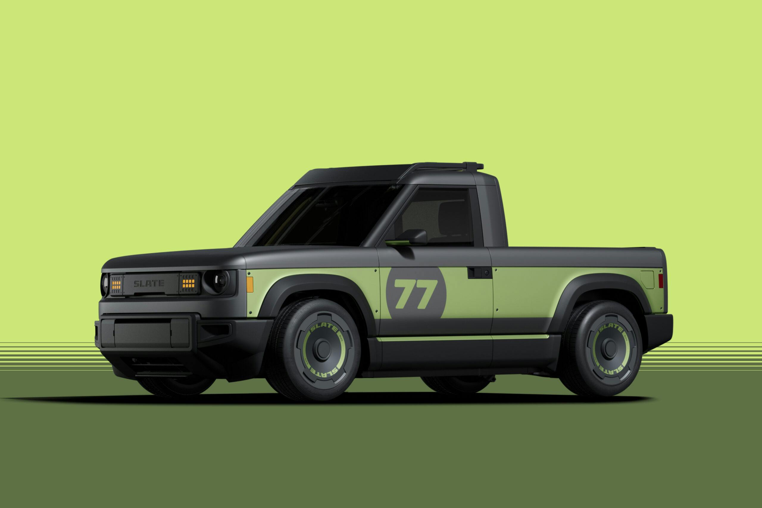 Slate green and black pickup mockup