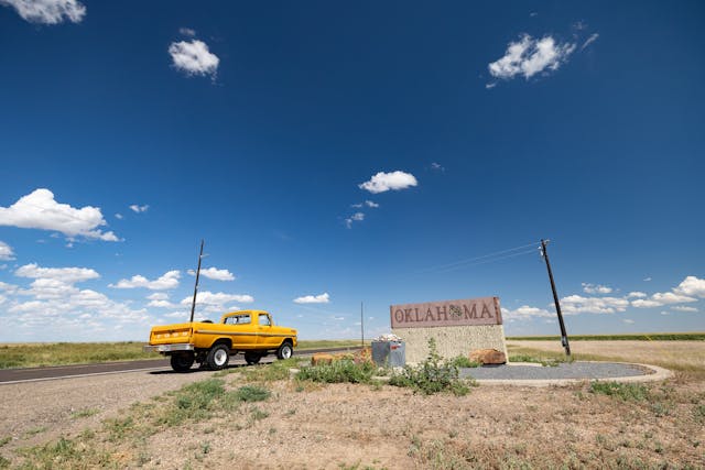 1971 Ford Pickup oklahoma sign Roadtrip Bowman father son