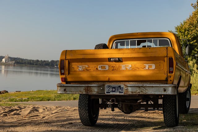 1971 Ford Pickup rear mississippi river Roadtrip Bowman father son