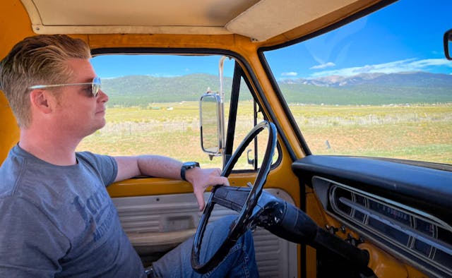 1971 Ford Pickup interior cruising Roadtrip Bowman father son