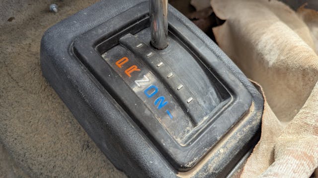 1976 Ford Courier shifter plate detail