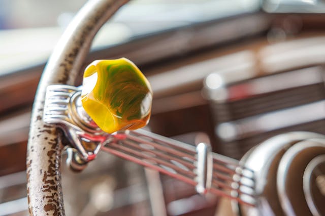 1938 Cadillac Series 90 V16 steering wheel detail