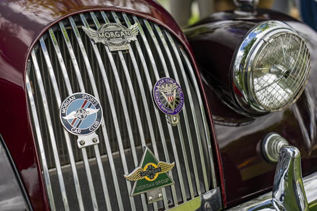 1960 Morgan Plus-4 car club grille badges