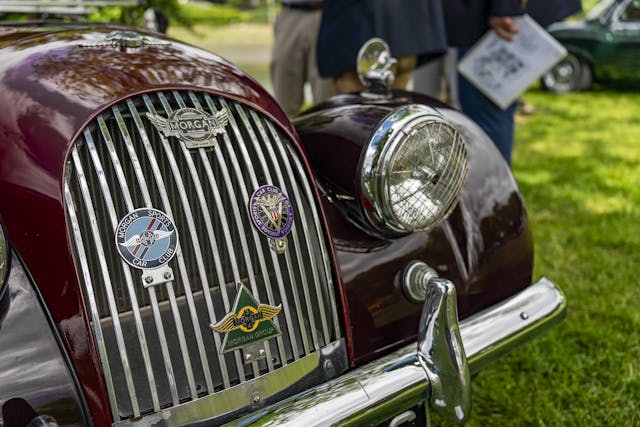 1960 Morgan Plus-4 front badges grille headlight