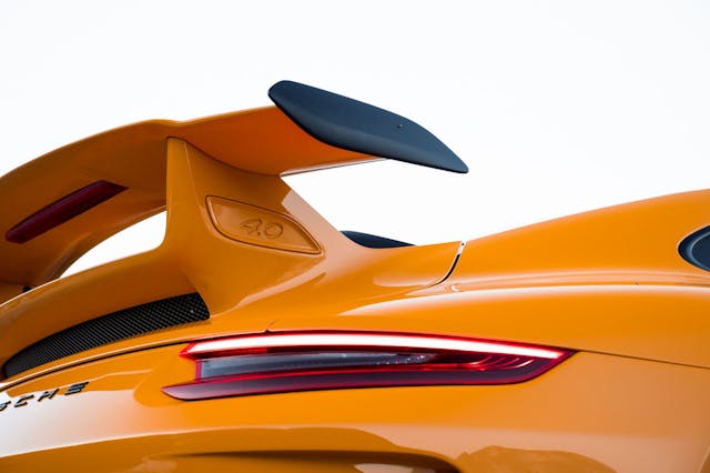 2018 Porsche 911 GT3 rear end 4.0 badge and wing detail
