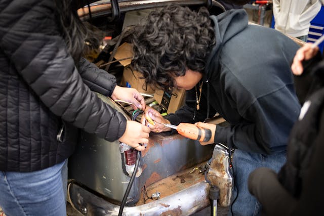 Arsenal Tech High School Auto Shop Class 1951 Chevrolet soldering